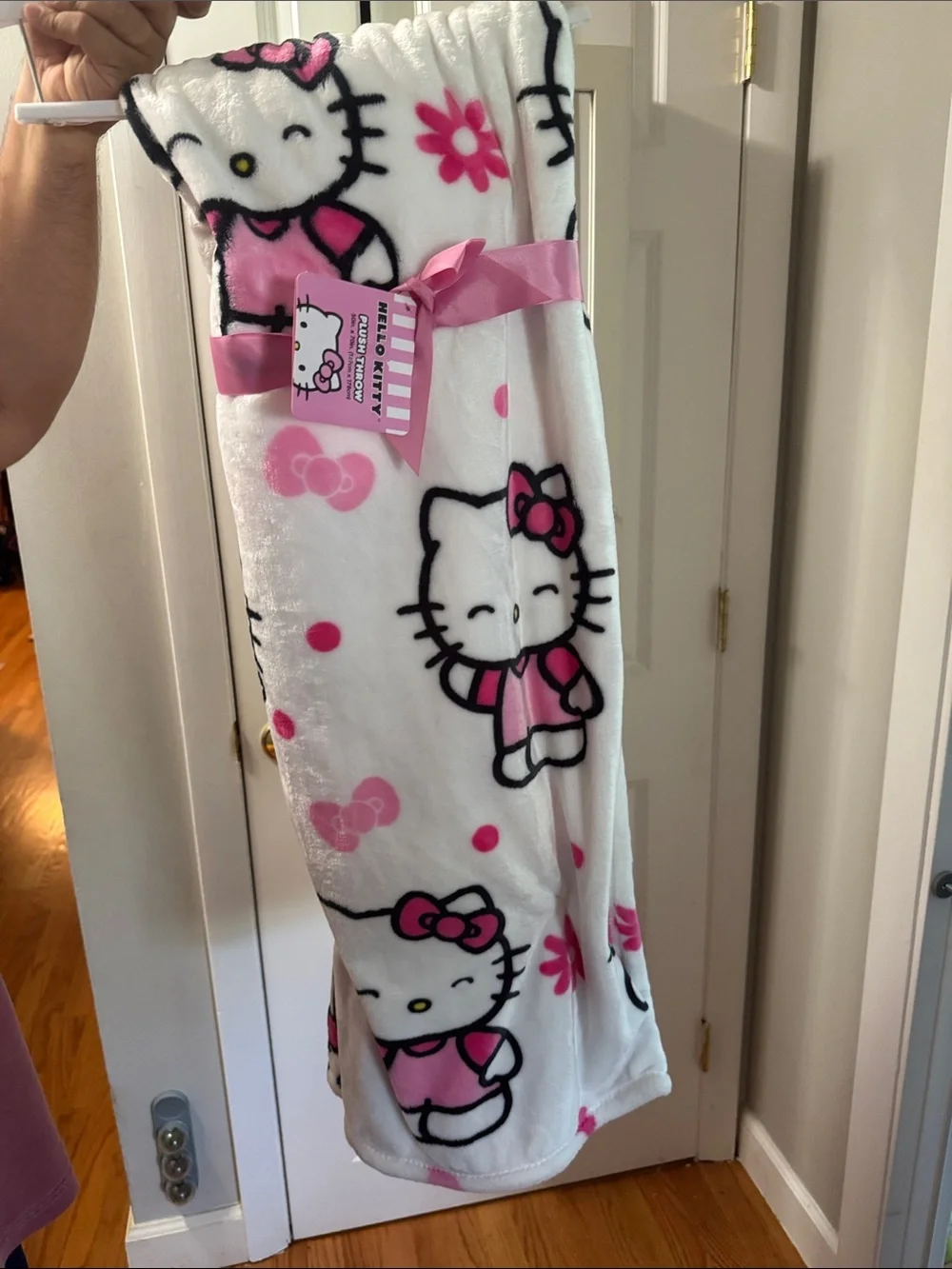 Hello Kitty White and Pink Plush Kids Pajama Pants